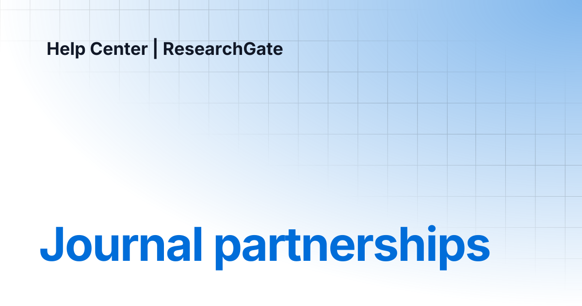 Journal partnerships | Help Center | ResearchGate